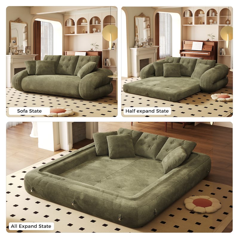 Foldable Corduroy Sleeper Sofa Bed