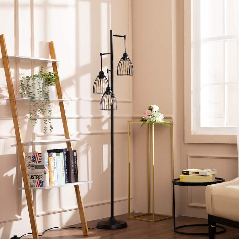 66" 3-Light Industrial Floor Lamp with 3 Bulbs Included