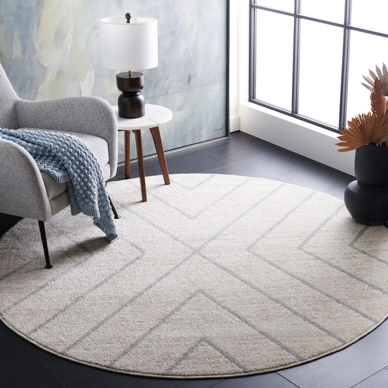 SAFAVIEH Adirondack Hediye Vintage Oriental Rug - 6' Round - Ivory/Light Grey