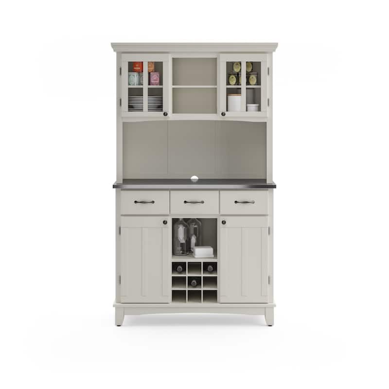 Homestyles Buffet Of Buffets Off-White Wood Buffet with Hutch - 44" x 17" x 72"