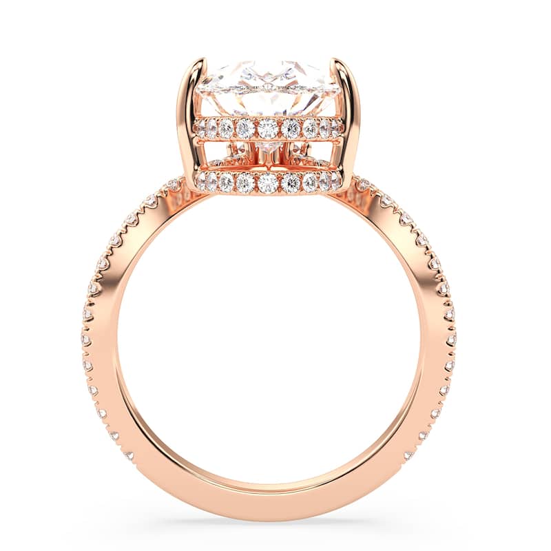 Auriya 14k Gold 5 1/2ctw Pear-Shaped Chevron Double Hidden Halo Diamond Engagement Ring (F-G VS)