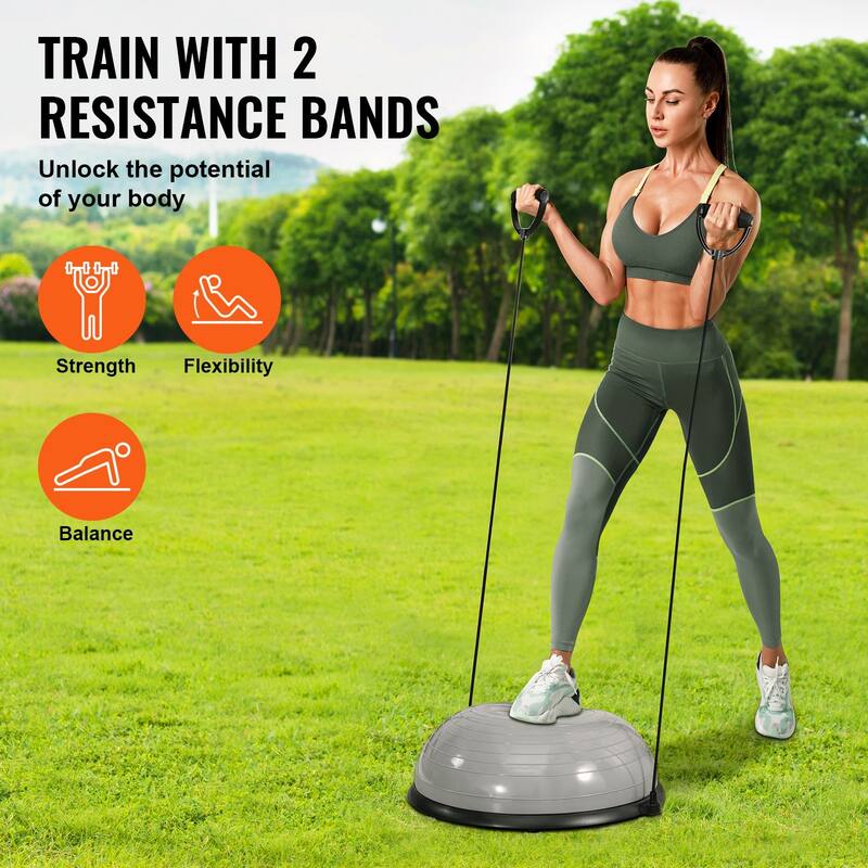 Half Balance Ball Trainer 23" for Full Body Workout, Home Gym Fitness