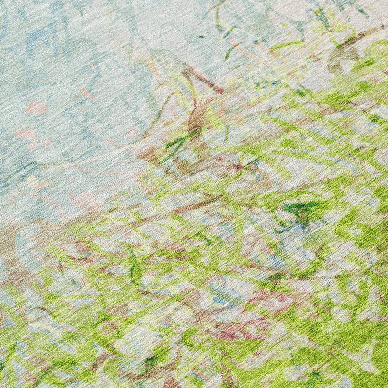 Machine Washable Indoor/ Outdoor Abstract Scribble Chantille Rug