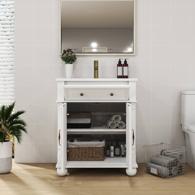 28-36 inch Transitional Single Bathroom Vanity with Ceramic Sink