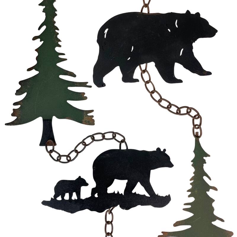 Set Of 2 Rain Chains With Bears And Trees, 52-Inch, Decorative - 4 X 52 X 0.25 inches