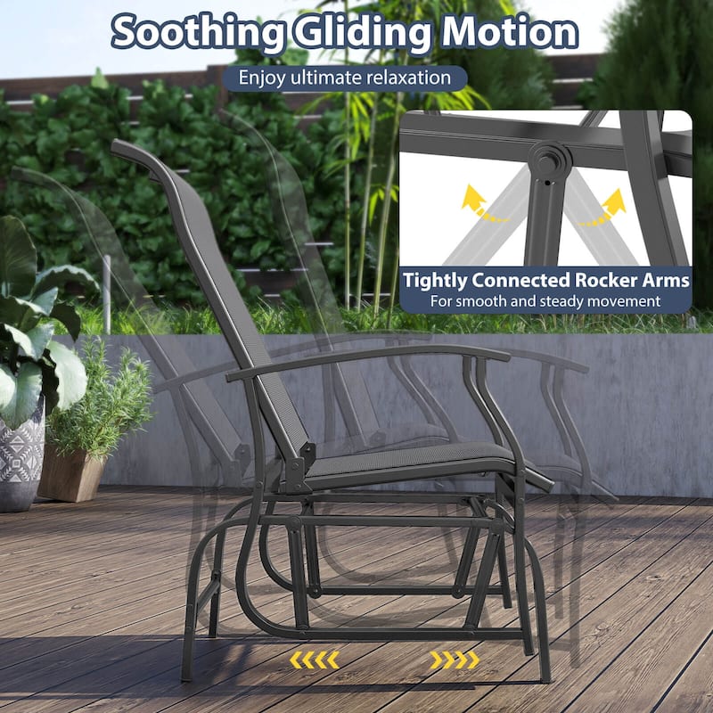 Costway Porch Gliders Set of 2/4 with Reclined High Back Breathable - See Details