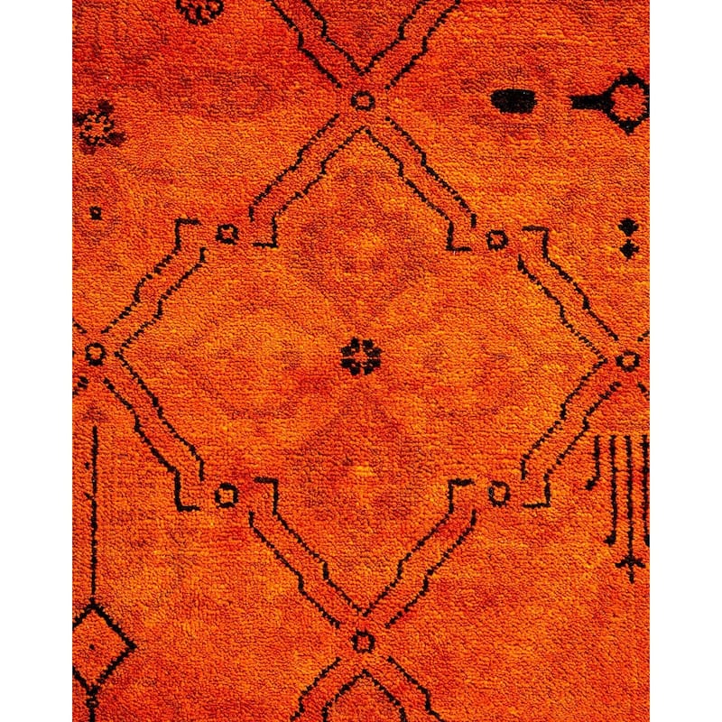 Overton Hand Knotted Wool Vintage Inspired Modern Contemporary Overdyed Orange Area Rug - 8' 1" x 10' 1"