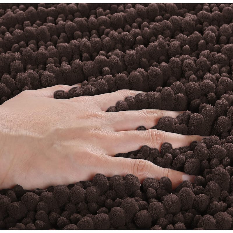 24"x16" - Brown Soft Cozy Plush Chenille Bath Mat Bathroom Rug