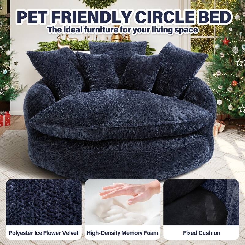 Rossetta Oversized Round Polyester Foam Chair with Pillows