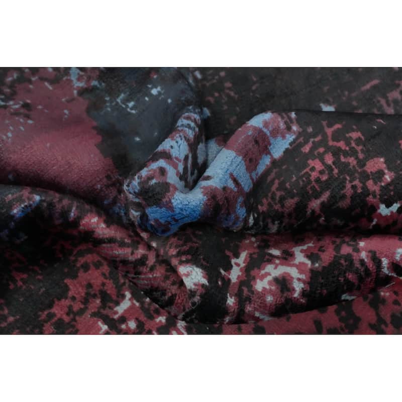 Hand Knotted Oriental Viscose Silk Carpet Modern Abstract Pink Abstract Area Rug - 7' 8'' X 5' 5''