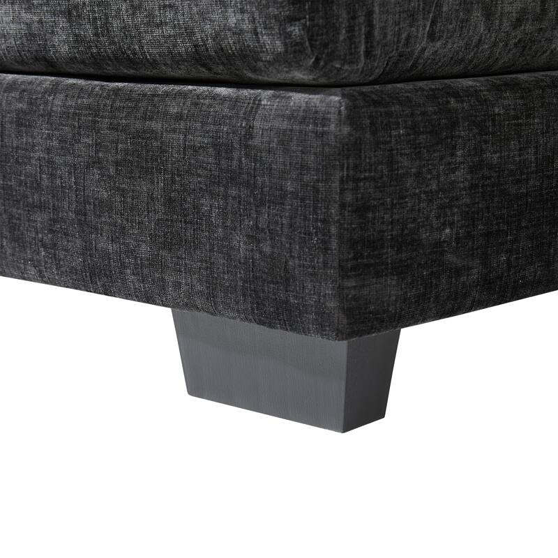 110x55x33" U-shaped Modular Sofa with Double Chaise, Double Cushions, 4 Lumbar Pillows, Chenille Upholstery, Black