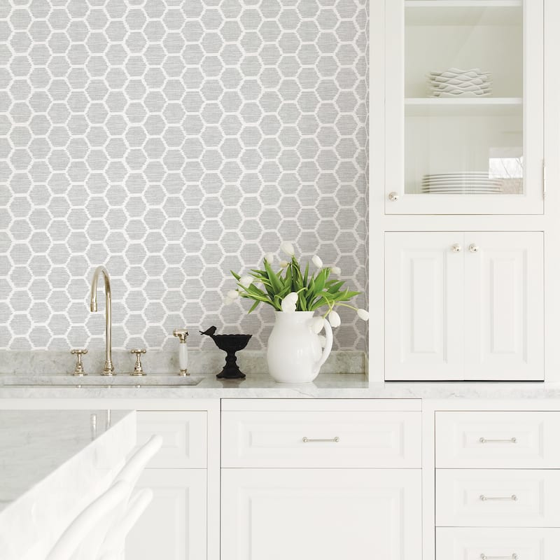 A-Street Prints Aura Grey Honeycomb Wallpaper