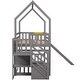 preview thumbnail 9 of 8, Twin over Twin House Bunk Bed with Convertible Slide,Storage Staircase,Gray