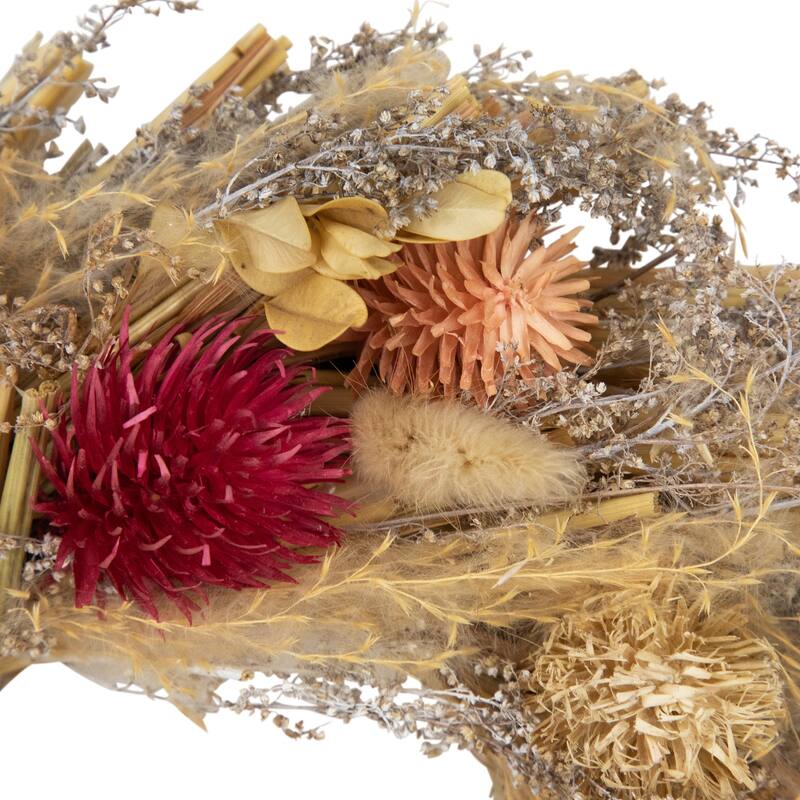 Pampas Grass and Dried Floral Spring Wreath - 11"