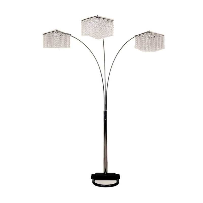 84 Inch Silver Arched Floor Lamp with Crystal Square Shade - 17.50" x 19" x 84"