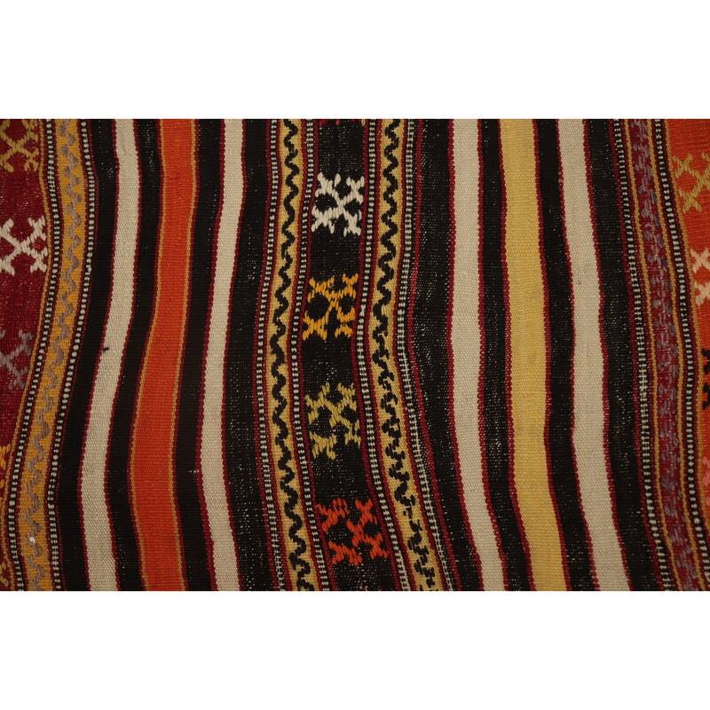 Hand Woven Oriental 100% Wool Carpet Southwestern Tribal Multi-Colored Kilim Area Rug - 8' 2'' X 5' 4''
