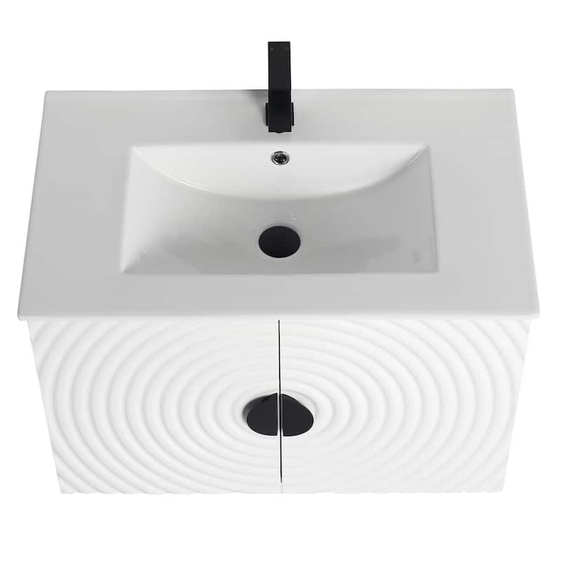 Pellabay Modern Bathroom Vanity with Fluted Circular Doors - Sink Included