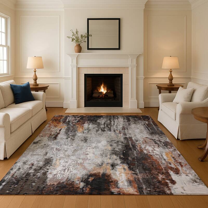 Premium Washable Super Soft Abstract Modern Mayfield Rug - Gray - 5' x 7'6"
