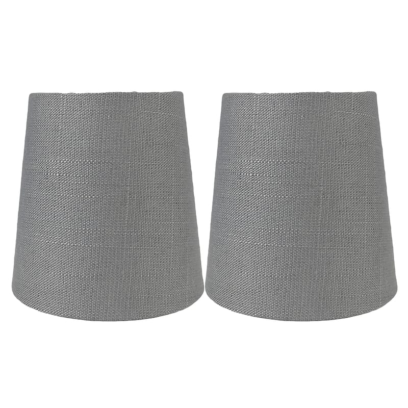 Meriville Linen Clip On Chandelier Lamp Shades, 3.5-inch by 4.5-inch by 4.5-inch - Set of 2 - Graphite