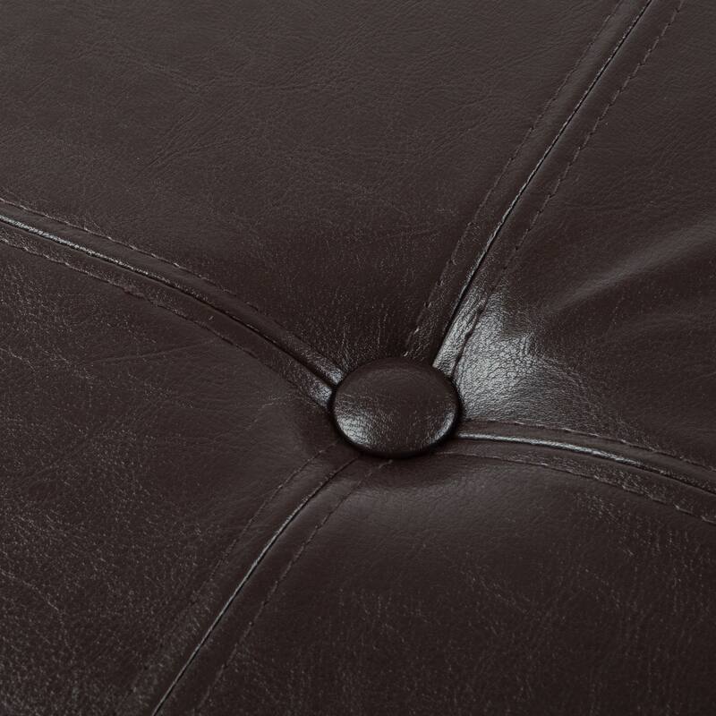 Large Foldable Storage Bench Ottoman- Tufted Faux Leather Cube Organizer Furniture by Lavish Home - 30 x 15 x 15