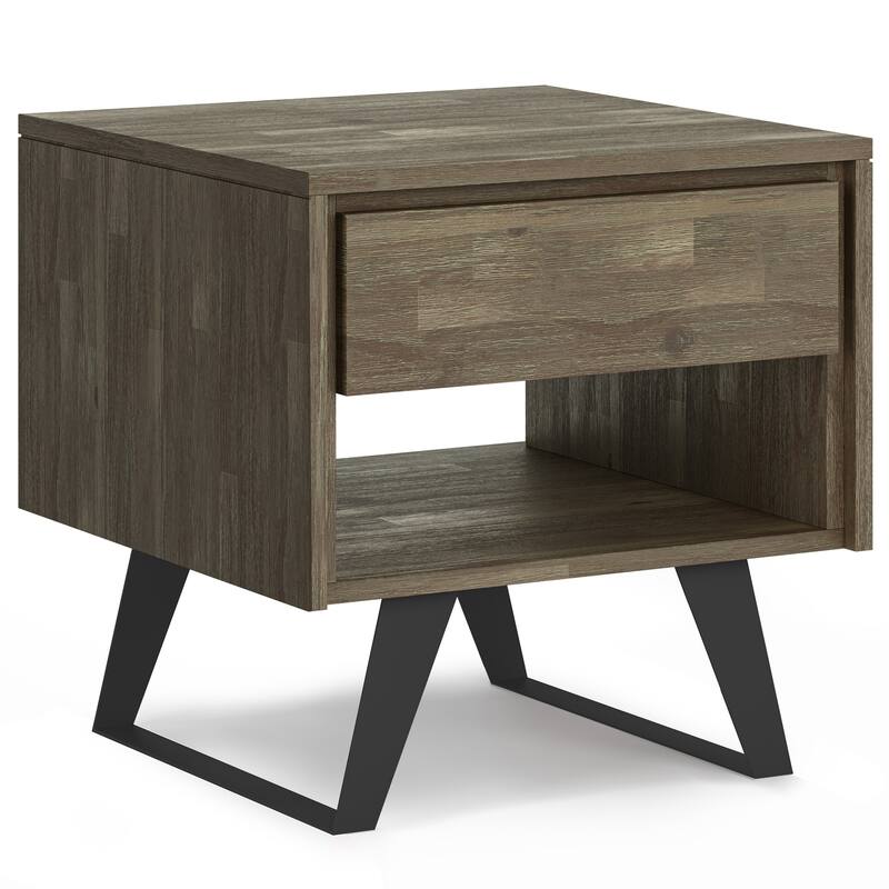 WYNDENHALL Mitchell SOLID WOOD / Metal 22 inch wide Square Modern Industrial End Table - 22 W x 22 D x 22 H