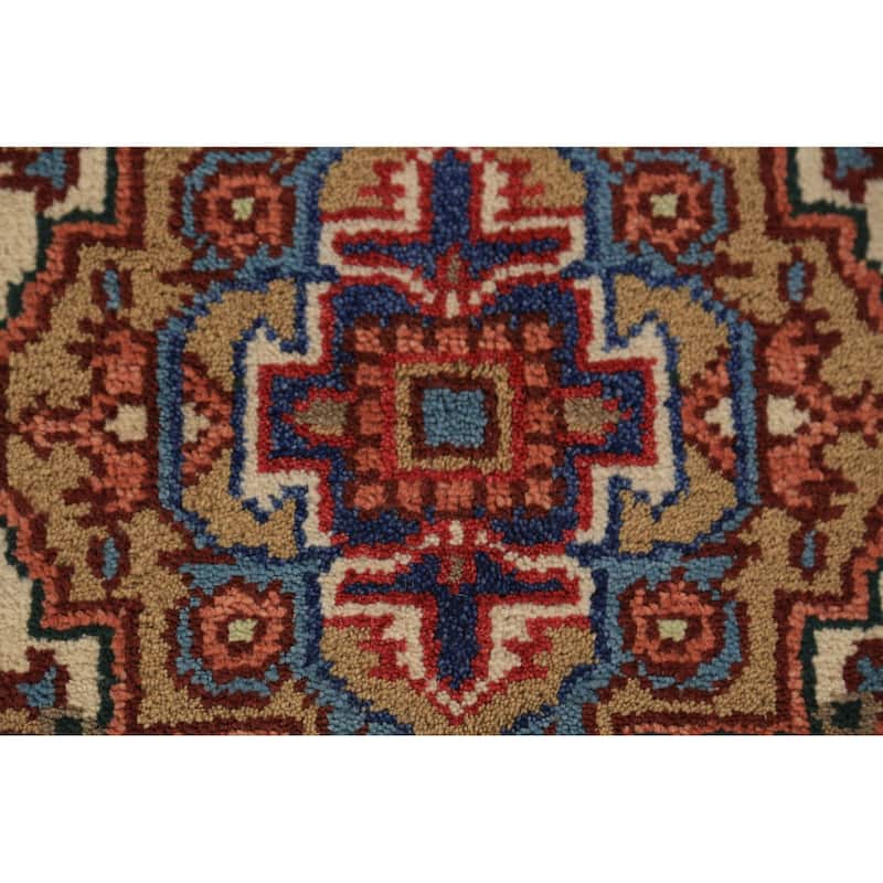 Geometric Heriz Serapi Indian Foyer Rug Handmade Wool Carpet - 3'0"x 4'11"