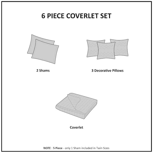 Madison Park Piper Reversible 6-piece Coverlet Set