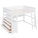 preview thumbnail 5 of 17, Full size Loft Bed with Drawers, Built-in Desk and Shelves, White