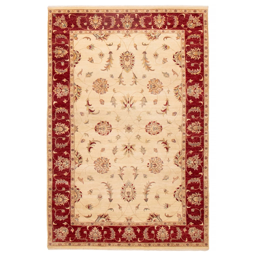 ECARPETGALLERY Hand-knotted Jamshidpour Cream Wool Rug - 6' 7" x 9' 9"