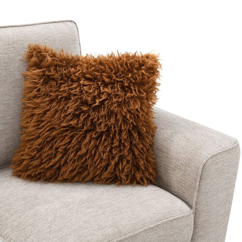 Furniture of America Maevy 2-Piece Taupe Chenille Sofa Set with Accent Pillows