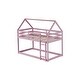 preview thumbnail 17 of 16, Pink Wood House Roof Twin over Twin Floor Bunk Bed with Ladder,Guardrails
