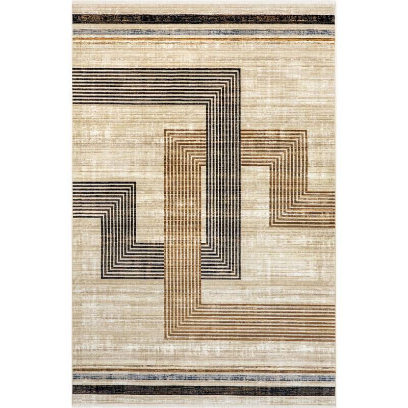 Nuloom Aline Contemporary Striped Fringe Area Rug