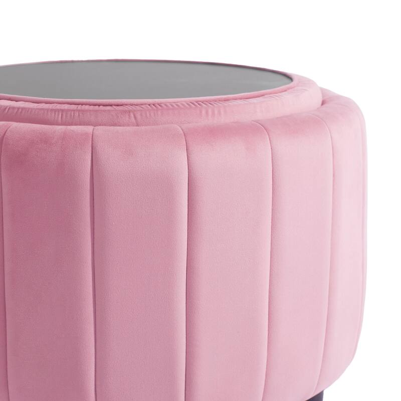 Modern Round Velvet Storage Ottoman Footrest Footstool