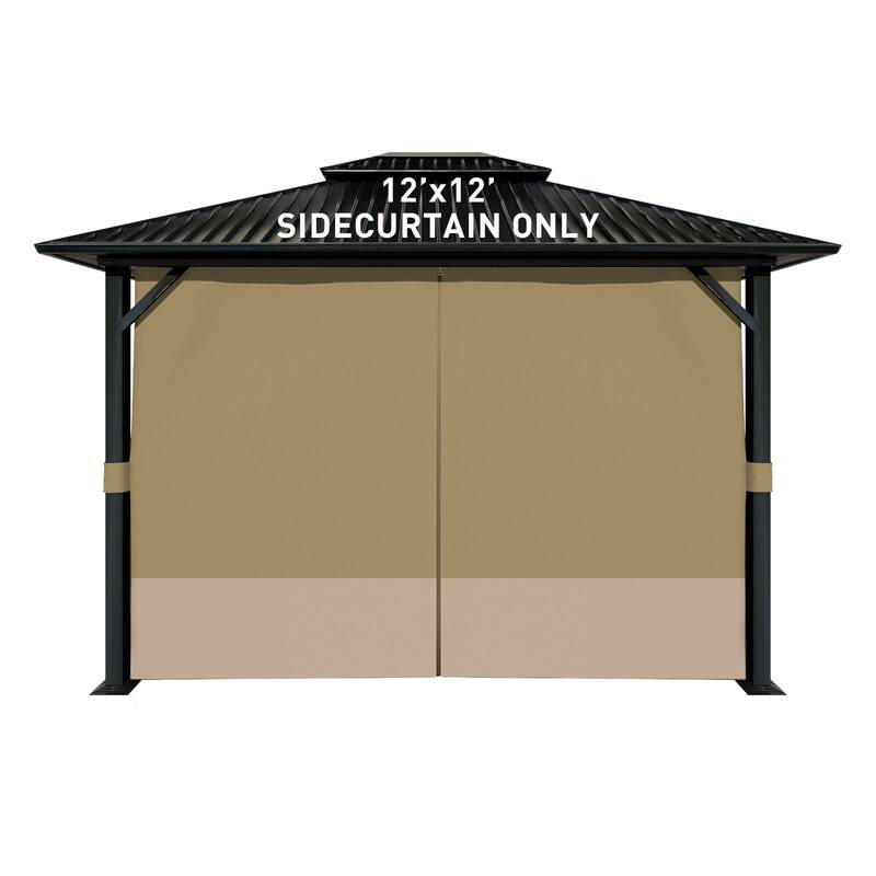 Aoodor Gazebo Curtain Replacement-Universal 4-Panel Sidewalls, Curtain Only - 12'x12' - Khaki and Sand Yellow