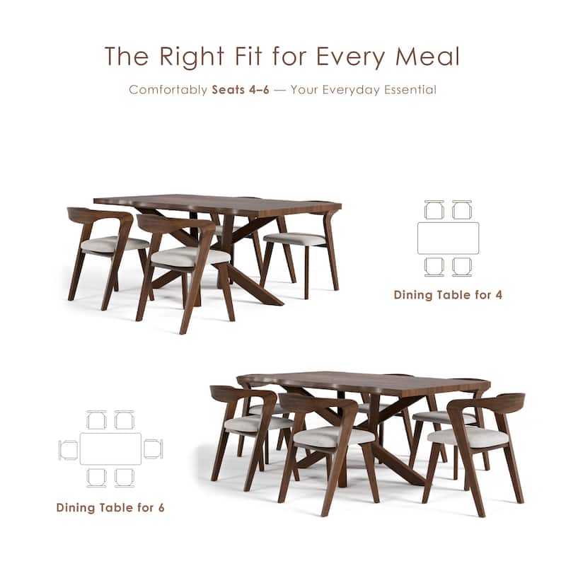 Furniture of America Abigail II Mid-Century Modern 5-Piece Rich Walnut Solid Wood Dining Set