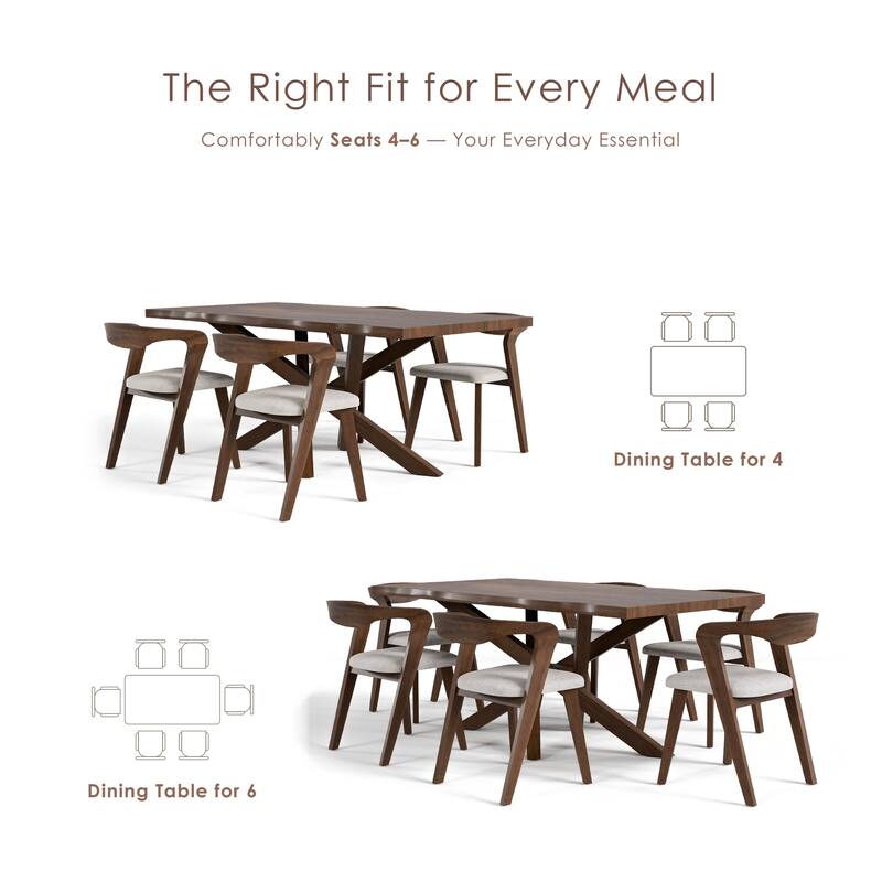 Furniture of America Abigail II Mid-Century Modern Handfinished Solid Wood 71-inch Dining Table