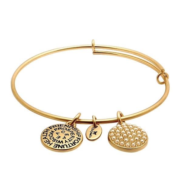 Shop Chrysalis Expandable June Bangle Bracelet with Glass Pearls in 14K Gold-Plated Brass - On ...