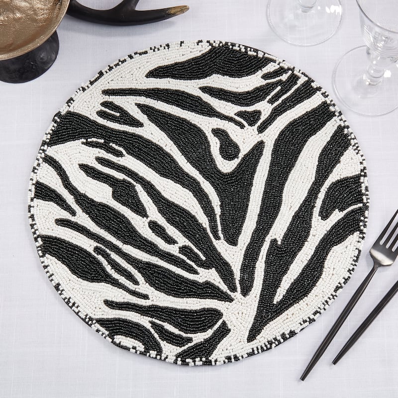 Jungle Glam Beaded Zebra Placemat (Set of 4)