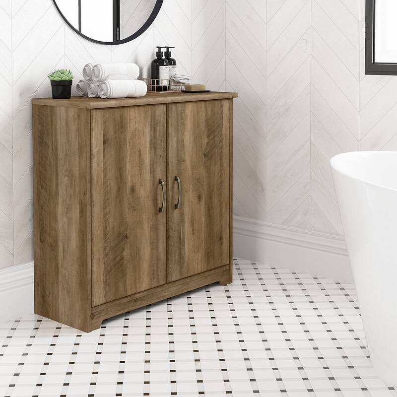 Cabot Small Bathroom Storage Cabinet with Doors by Bush Furniture - Reclaimed Pine