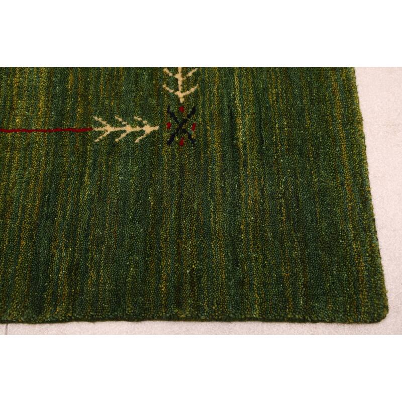 ECARPETGALLERY Hand Loomed Kashkuli Gabbeh Green Wool Rug - 4'11 x 7'11