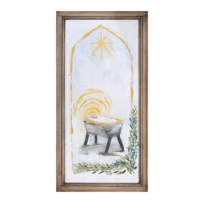 HomeRoots Christmas Manger Brown Framed Wall Art