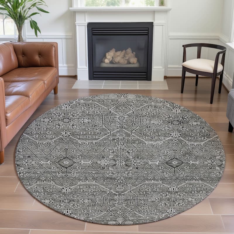 Premium Washable Super Soft Traditional Global Mayfield Rug - Pewter - 8' x 8'