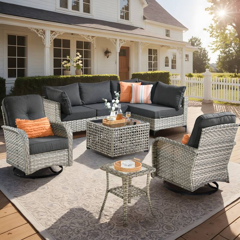 XIZZI 8-piece Patio Furniture Sectional Set with Swivel Chair
