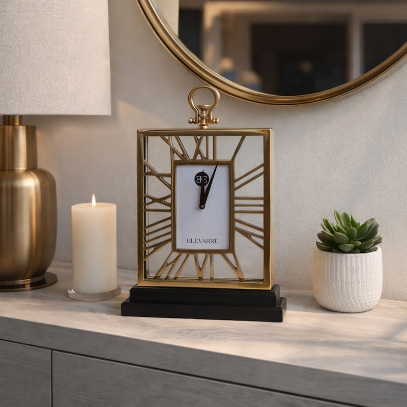 Decorative Aluminum Desk Clock with Glass Face - 9" - 17.0"