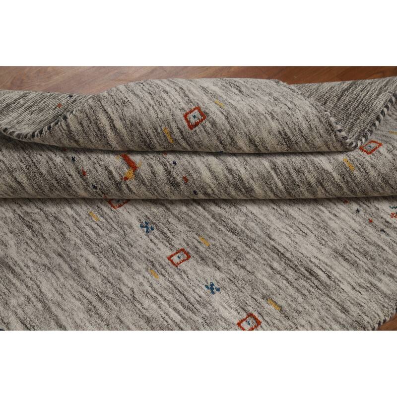 Hand Knotted Oriental 100% Wool Carpet Tribal Animal Pictorial Beige & Ivories Gabbeh Area Rug - 5' 11'' X 4' 1''