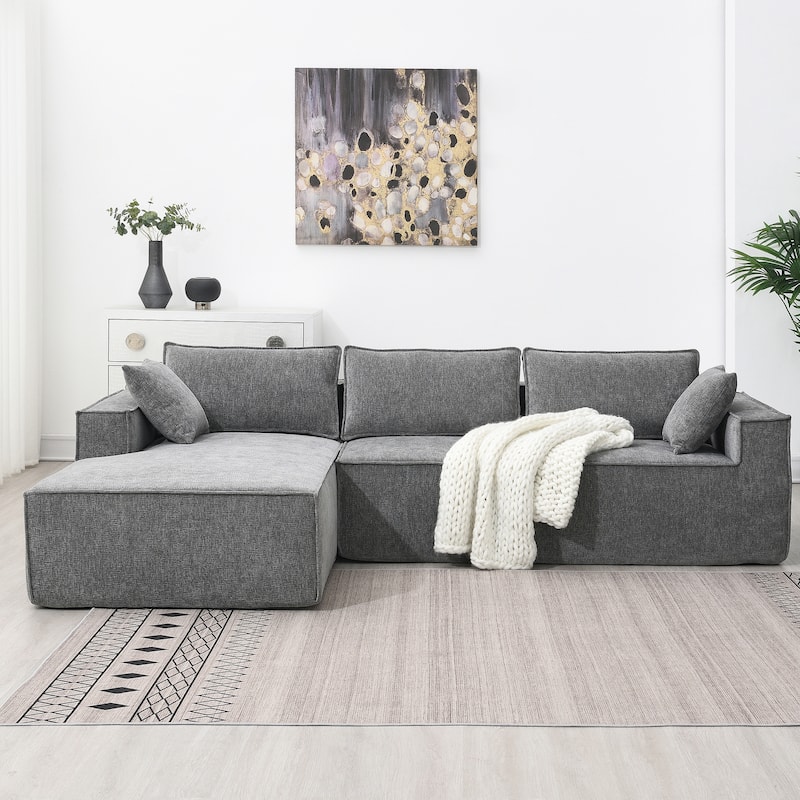 Minimalist Style Modular Sectional Sofa - Grey