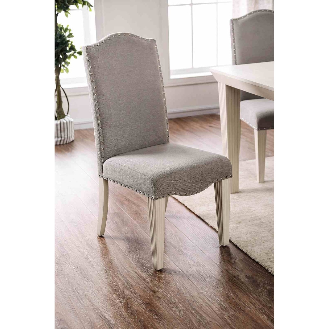 Farmhouse Gray Finish Camel Back Design Side Chairs Set