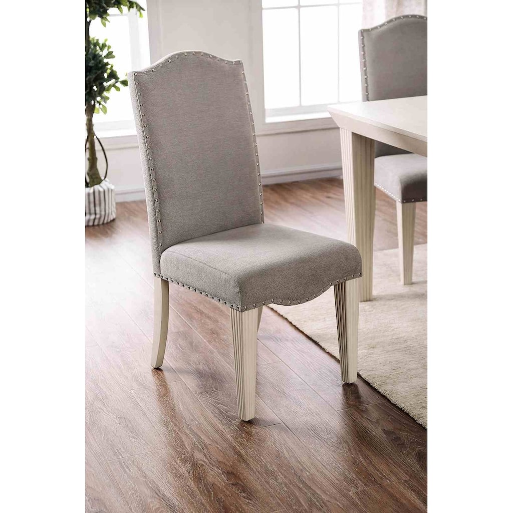 Farmhouse Gray Finish Camel Back Design Side Chairs Set