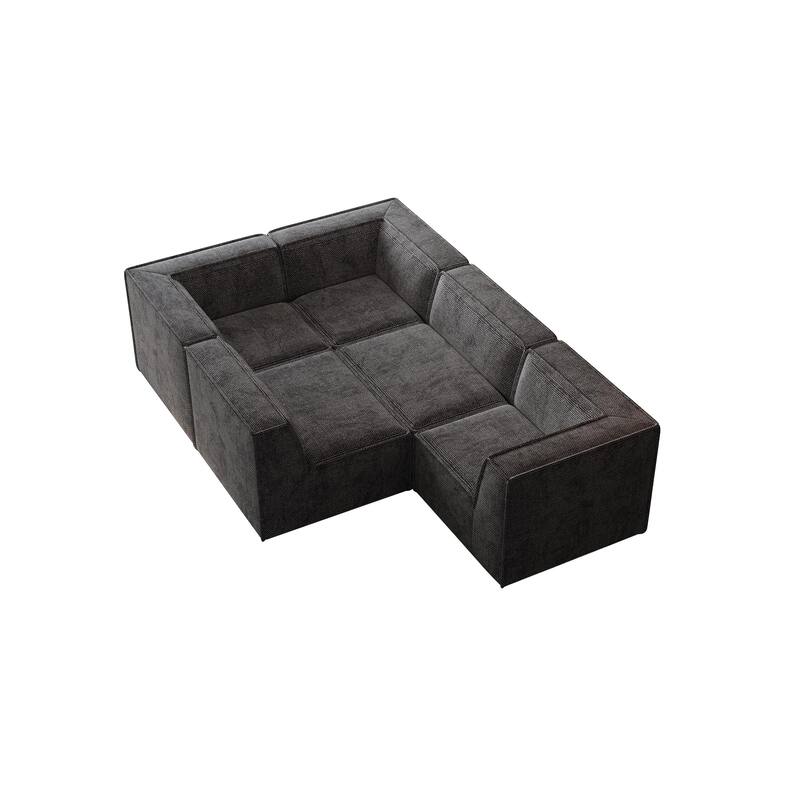 L Shape Sectional Sofa 5pc Loveseat Sofa Chenille Modular Sleep Couch Bed for Livingroom Recliner Sofa Floor Upholstered Daybed