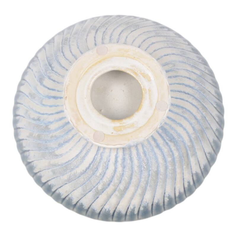 Decorative Ceramic Textured Pedestal Bowl - 10", Blue & White - 10.0"